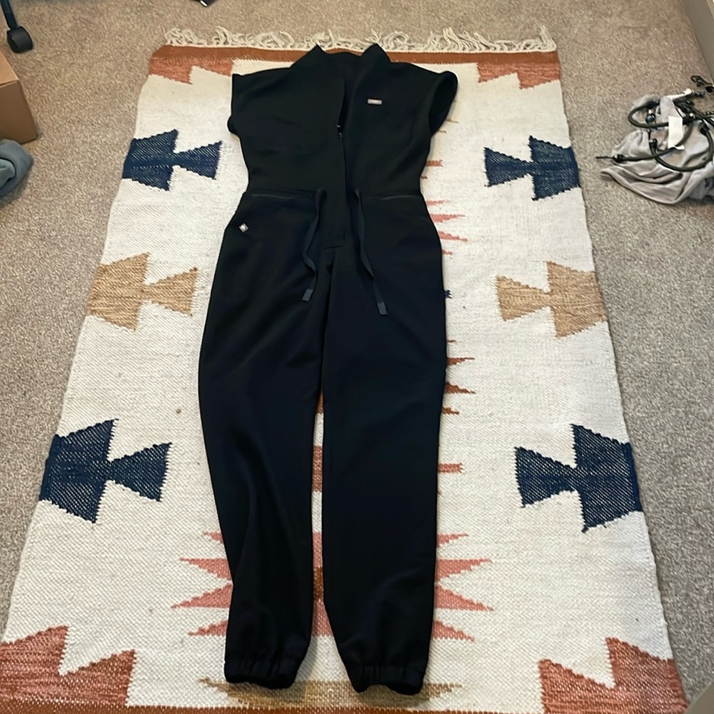 Figs Black Sleeveless Jumpsuit Scrub Romper